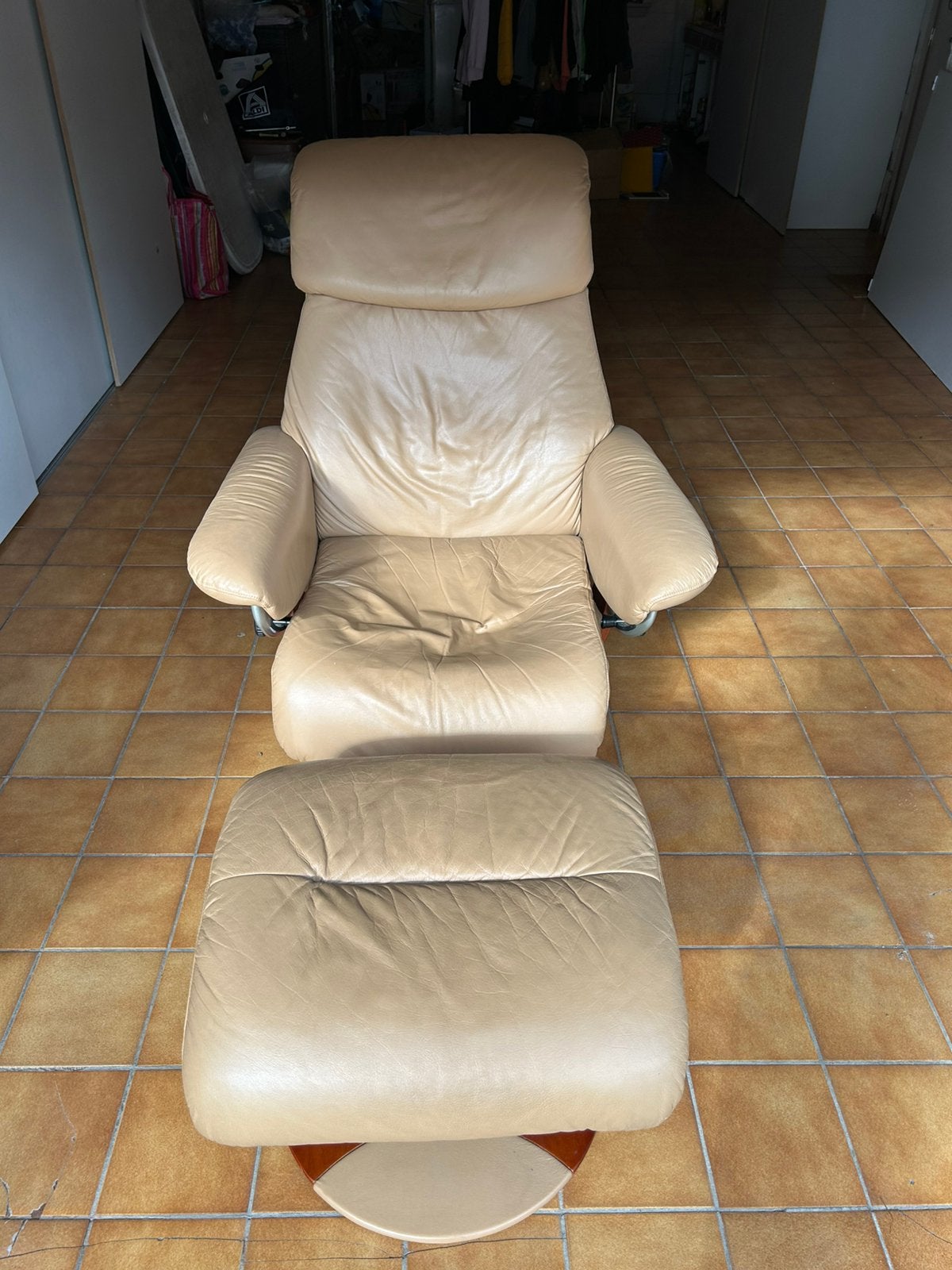 Relaxfauteuil met voetenbank, Ophalen of Verzenden, Zo goed als nieuw, Rechthoekig