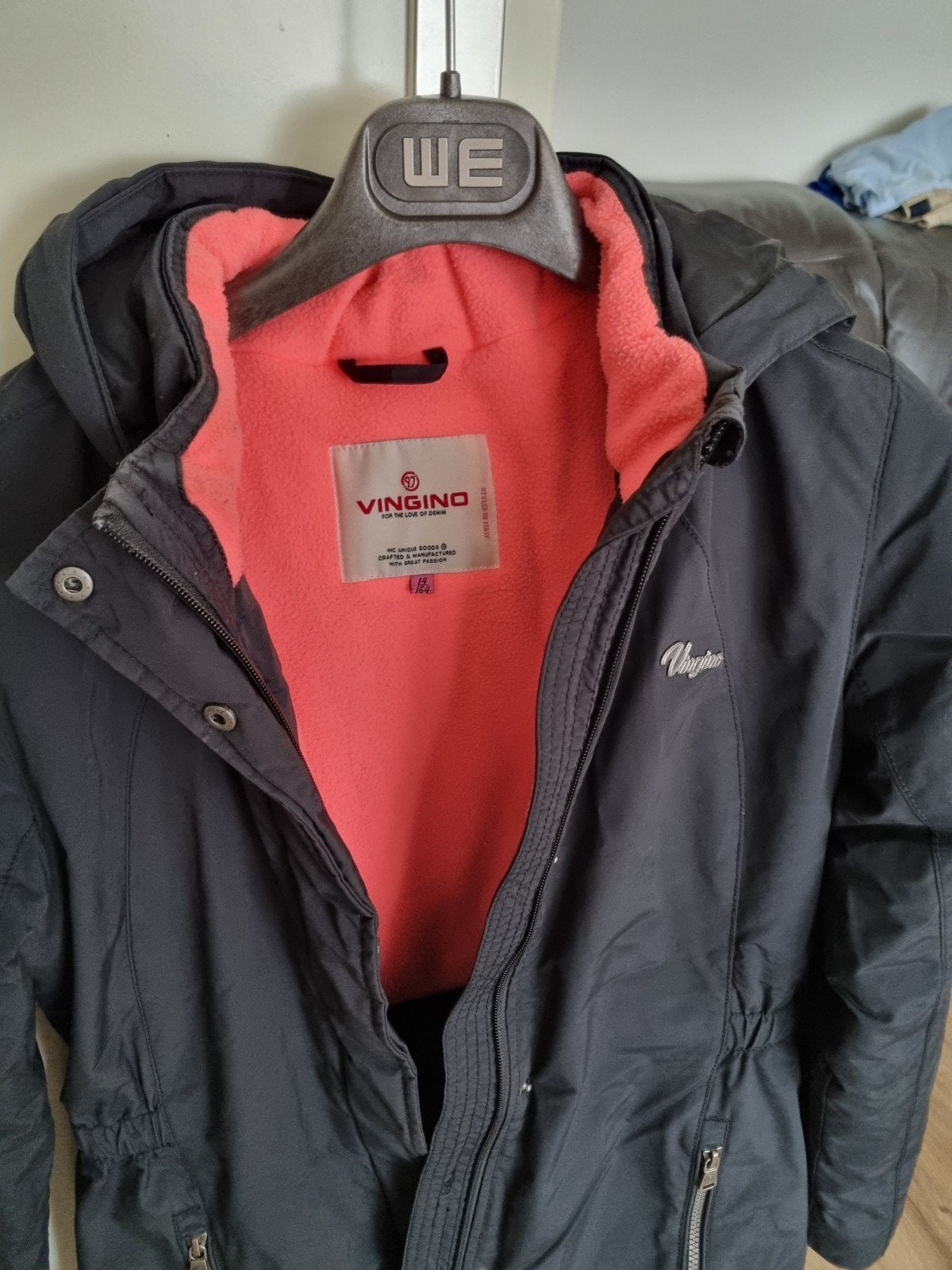 Vingino winterjas maat 164 grijs met roze voering, Meisje, Ophalen of Verzenden, Zo goed als nieuw, Vingino