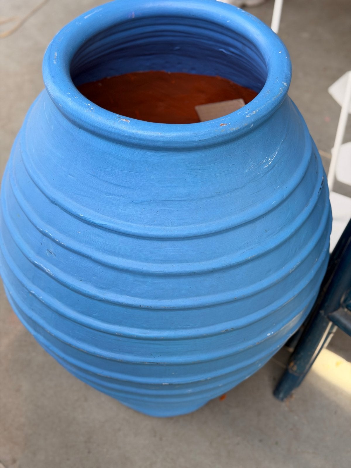 Grote blauwe terracotta pot 80cm hoog zwaar!, Ophalen, Rond, Tuin, Minder dan 40 cm