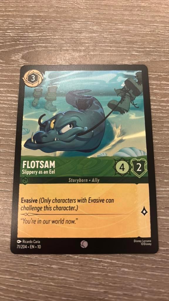Disney Lorcana Flotsam slippery as eel 71-204 10WHI nonfoil, Ophalen of Verzenden, Zo goed als nieuw, Losse kaart