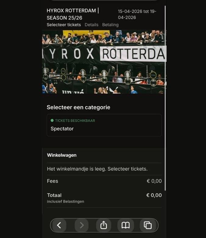 HYROX Rotterdam zondag spectator tickets gezocht!!, Tickets en Kaartjes, Sport | Overige, Twee personen