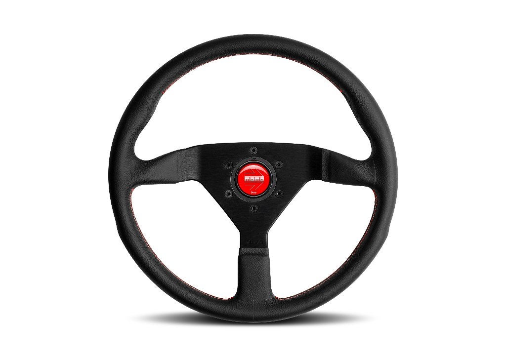 Momo Montecarlo Zwart Geel Leder stuur sportstuur 350mm, Ophalen of Verzenden