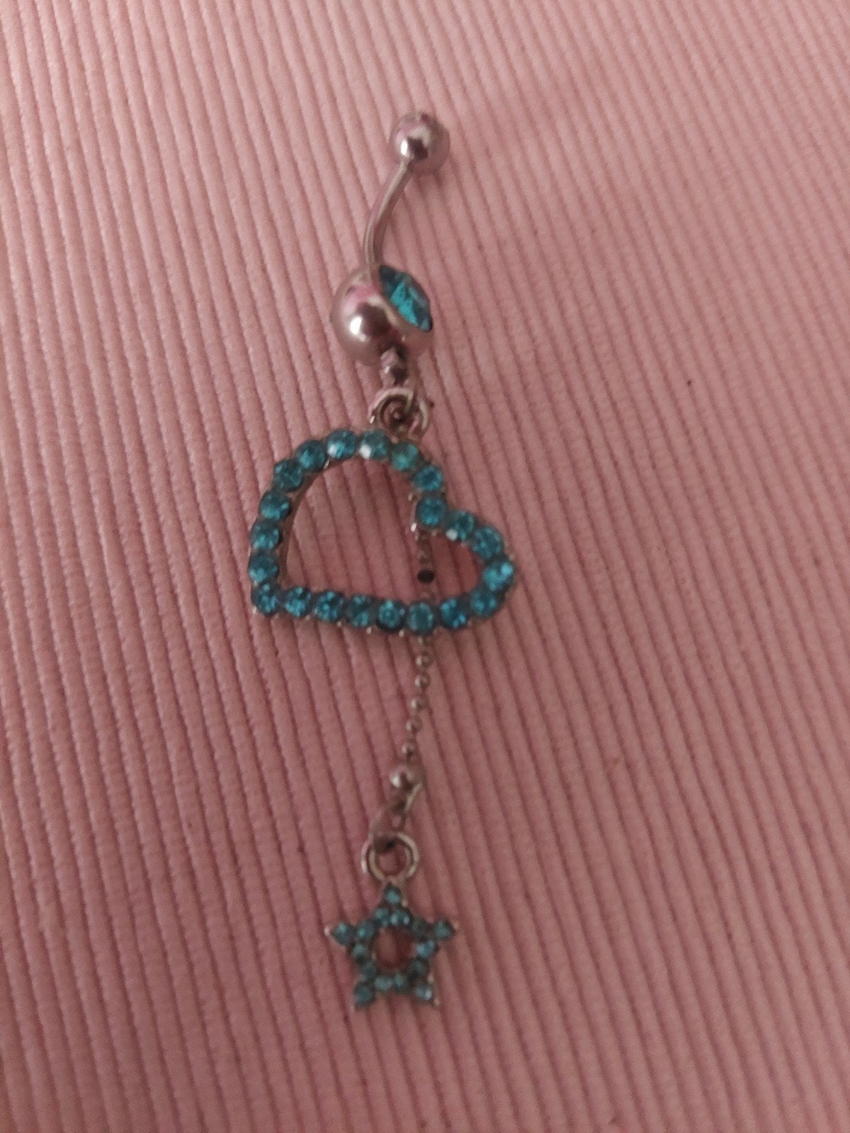 Navelpiercing met blauwe steentjes - Hart & Ster, Ophalen, Navelpiercing, Staal, Zo goed als nieuw