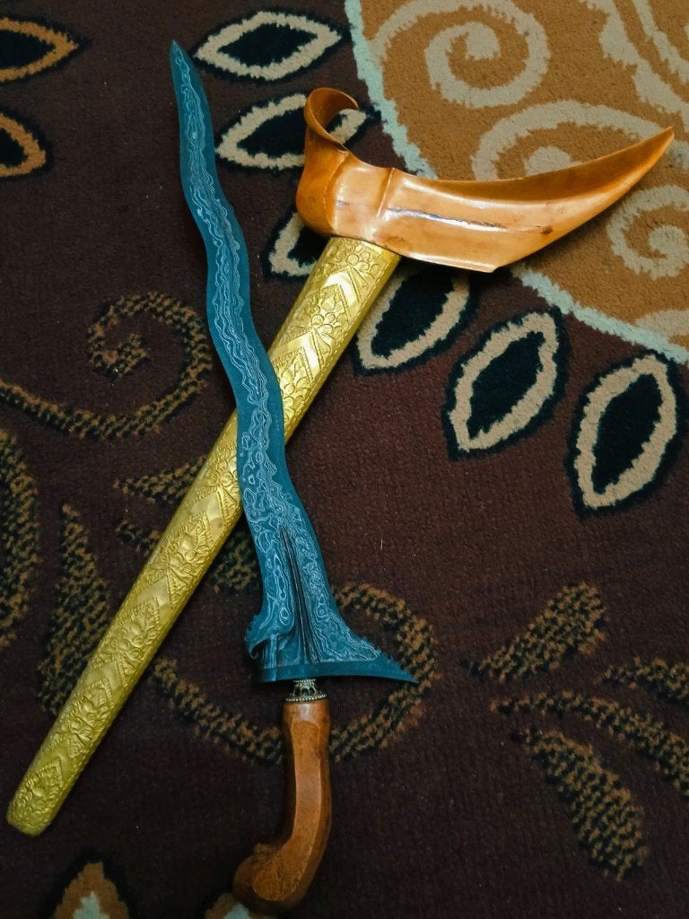 Antieke Keris Balebang Pamor Biji Timun Kemuning Hout SVG14, Wapen, Verzenden, Overige materialen, Indonesië