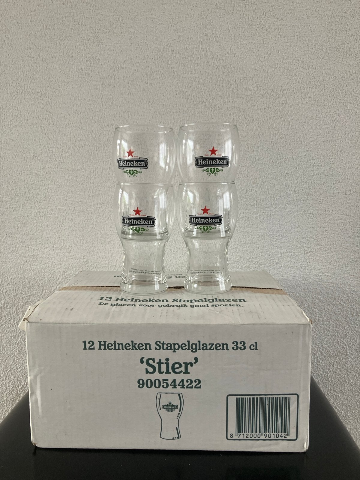 Heineken Stapelglazen 33 cl - Set van 12, Verzamelen, Ophalen of Verzenden, Nieuw, Glas of Glazen, Heineken