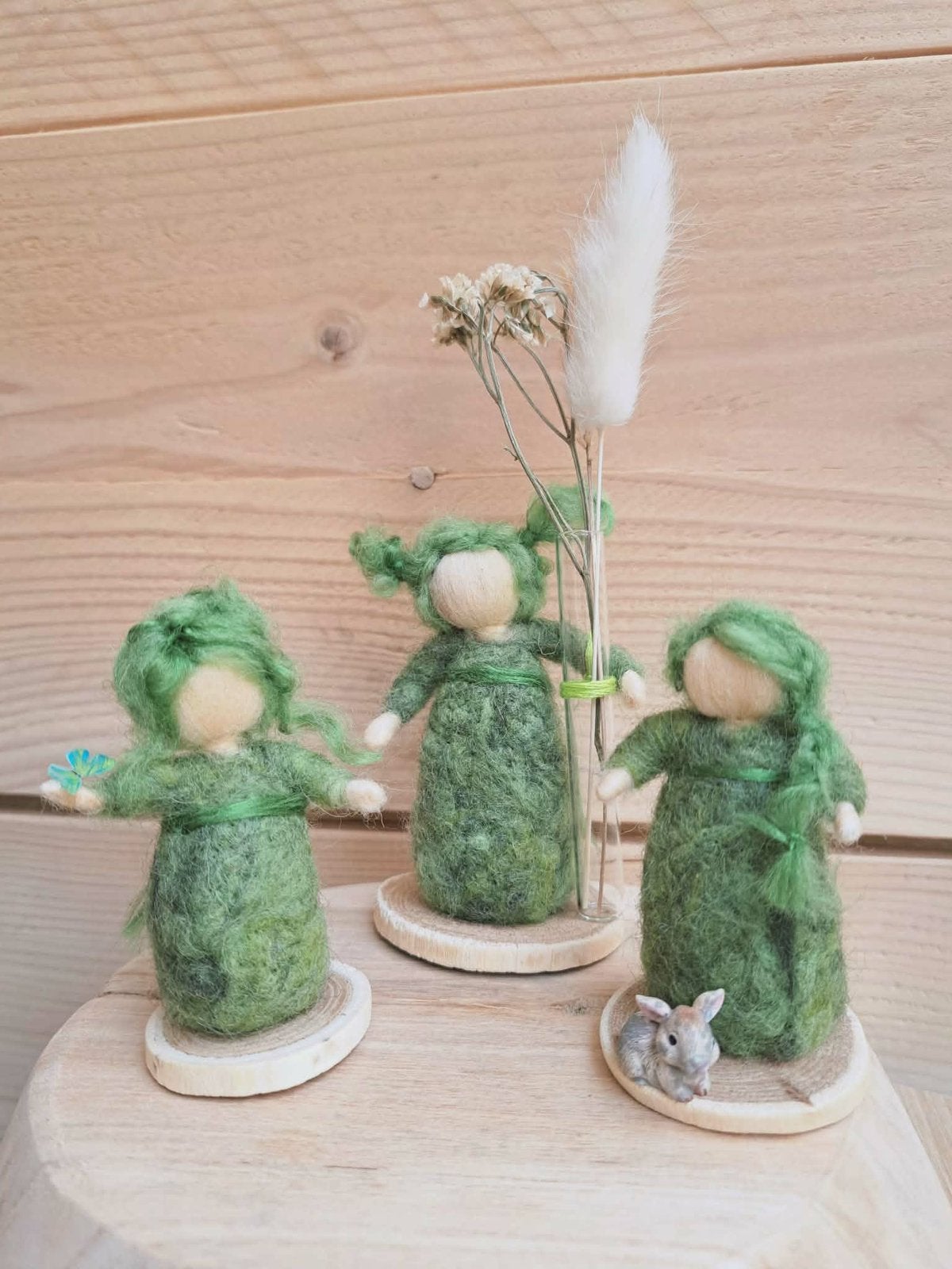 Seizoenstafel jaarring herfst 3 zusjes groen wolnaaldvilt, Ophalen of Verzenden, Nieuw, Figuurtje(s)