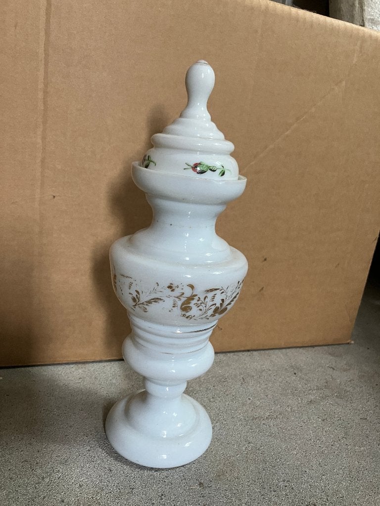 Vintage opaline dekselpot, Ophalen of Verzenden