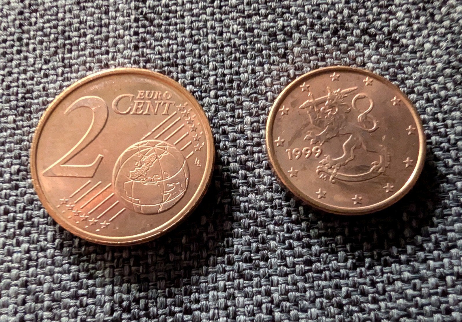 Finse munten van 1 en 2 cent uit jaar 1999 en 2000, Ophalen of Verzenden, Finland