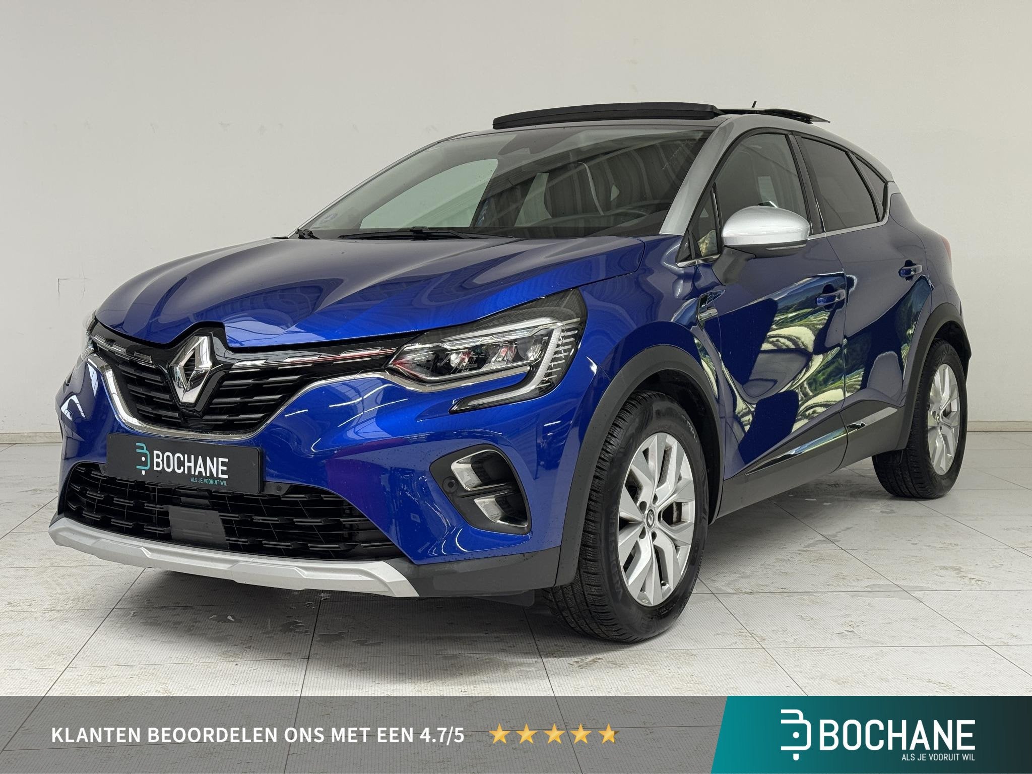 Renault Captur 1.3 TCe 140 Intens | Navigatie | Panoramadak, Auto's, Gebruikt, 4 cilinders, Met garantie (alle), Blauw