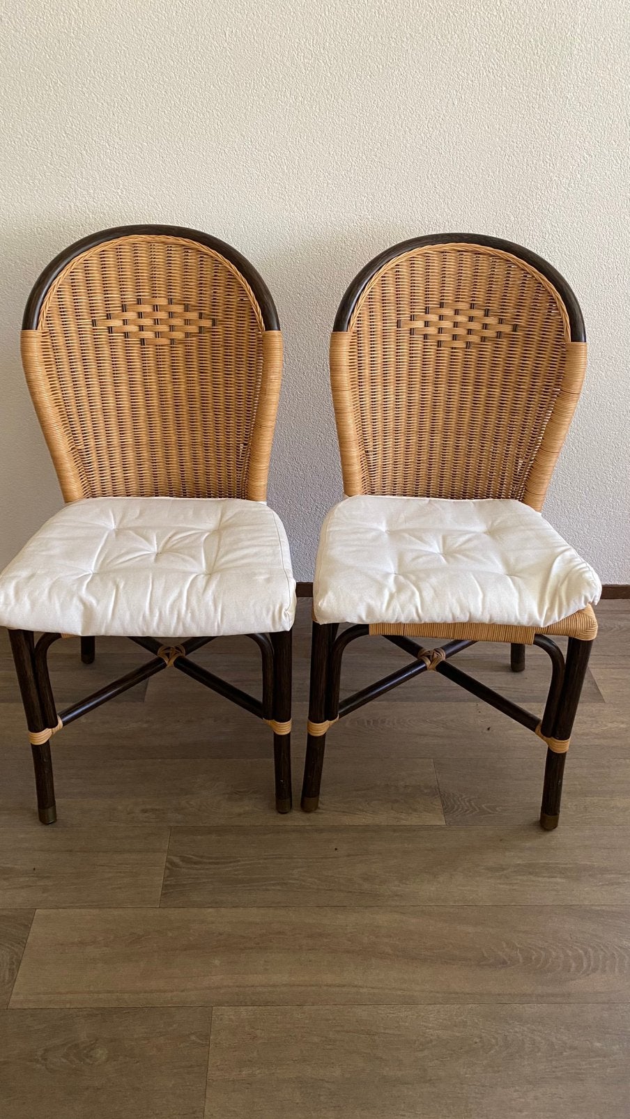 Rotan eetkamerstoelen, Huis en Inrichting, Ophalen, Gebruikt, Bruin, Vier