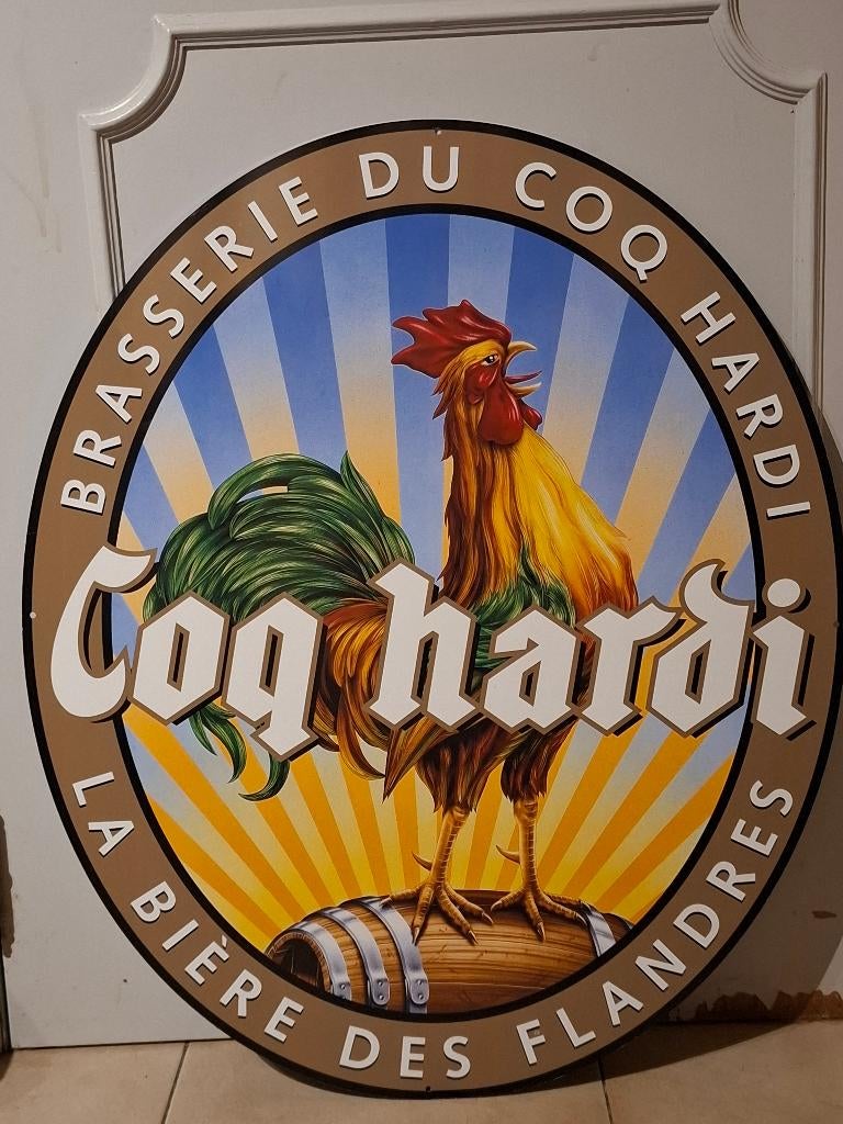Prachtig authentiek groot reclamebord Coq Hardi bier, Verzamelen, Ophalen of Verzenden, Nieuw, Reclamebord, Plaat of Schild, Overige merken