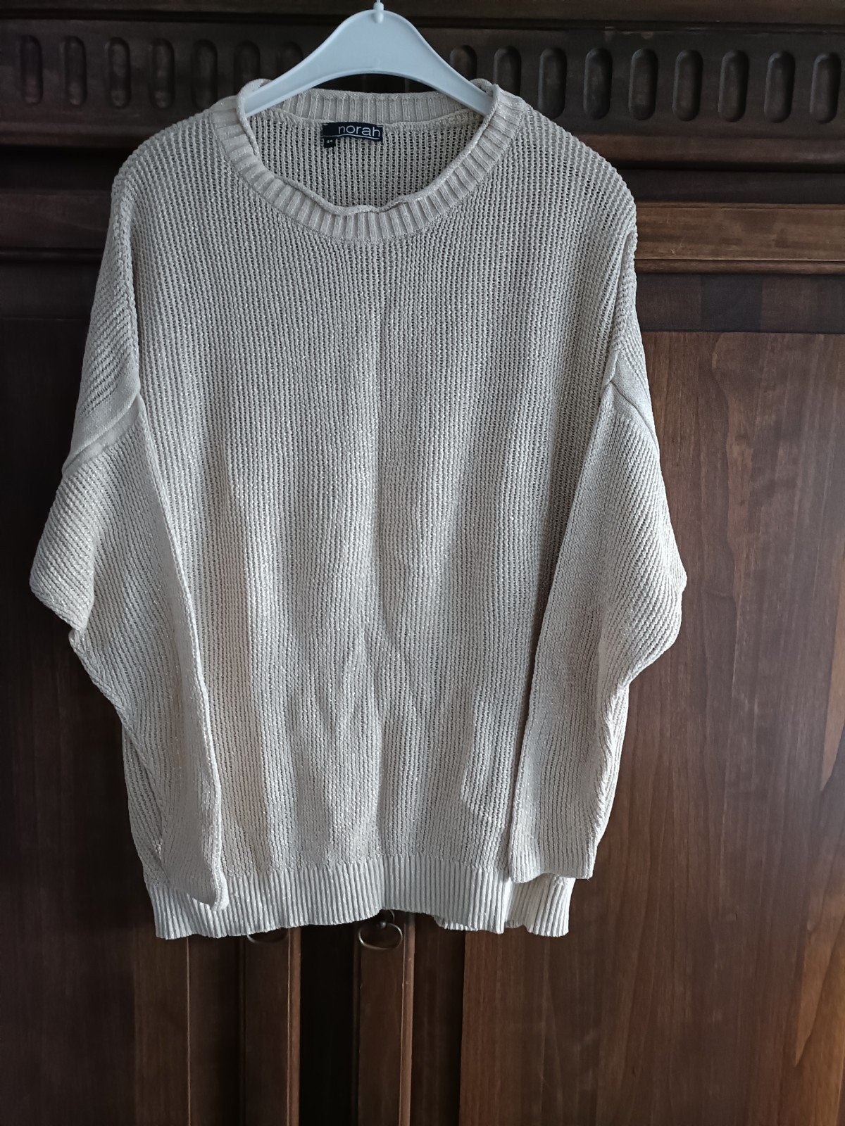 Norah 44/46 zomer trui beige glitter viscose, Beige, Maat 46/48 (XL) of groter, Ophalen of Verzenden, Zo goed als nieuw