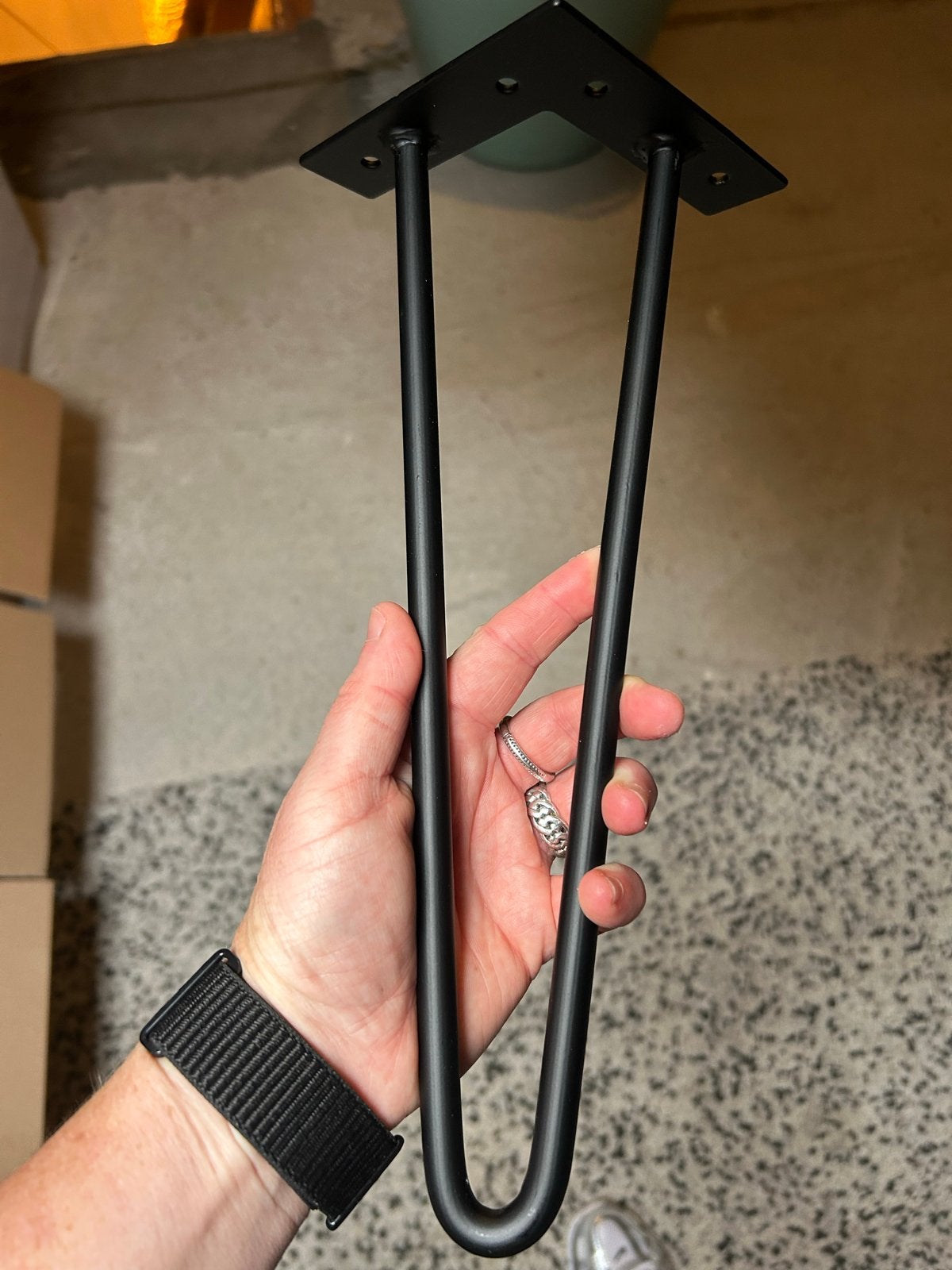 Zwarte hairpin tafelpoot - Gebruikt, Ophalen, Tafelpoot, Gebruikt, Minder dan 50 cm