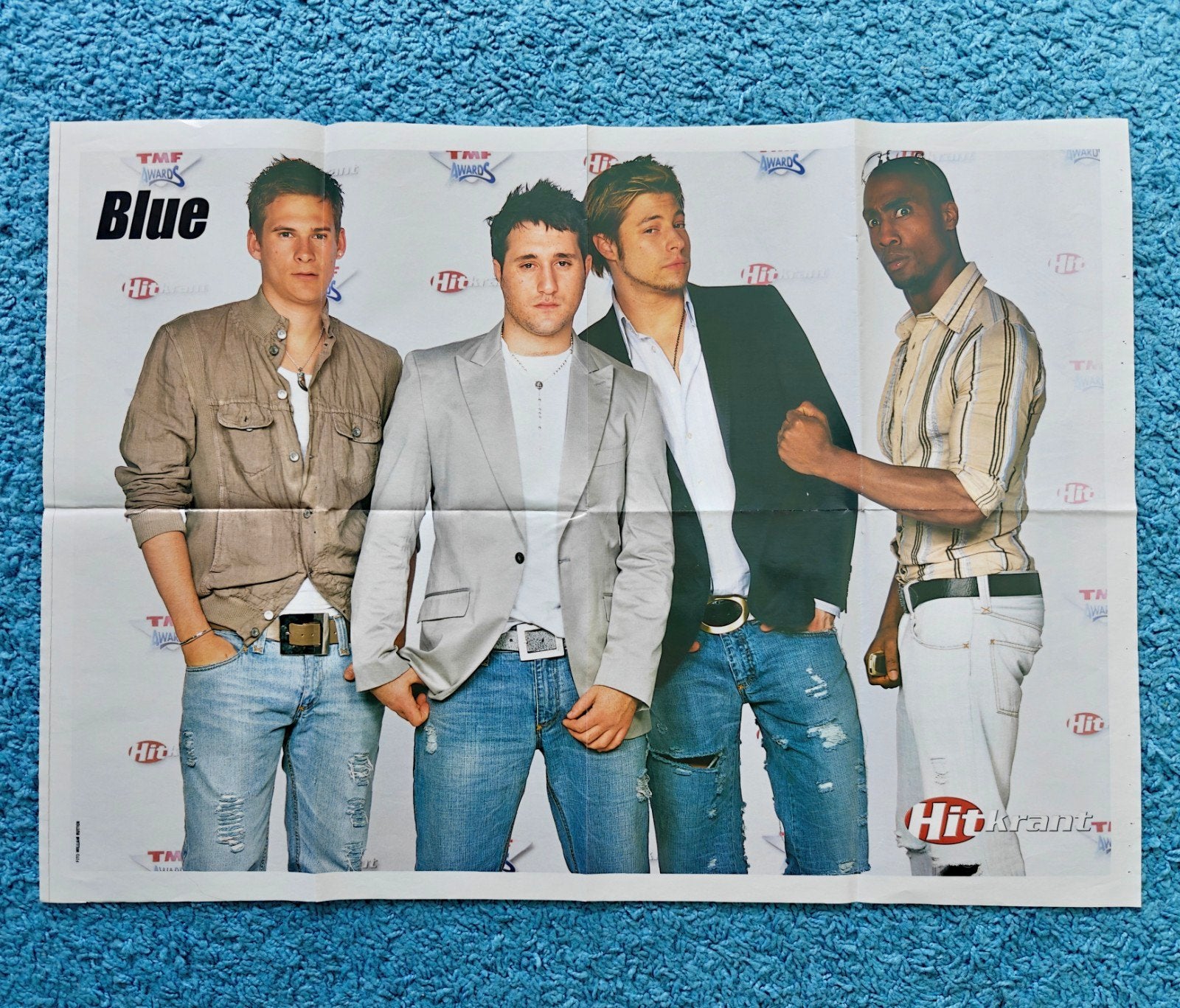 Blue poster hitkrant vintage, Verzamelen, Posters, Rechthoekig Liggend, Nieuw, Ophalen of Verzenden, A1 t/m A3