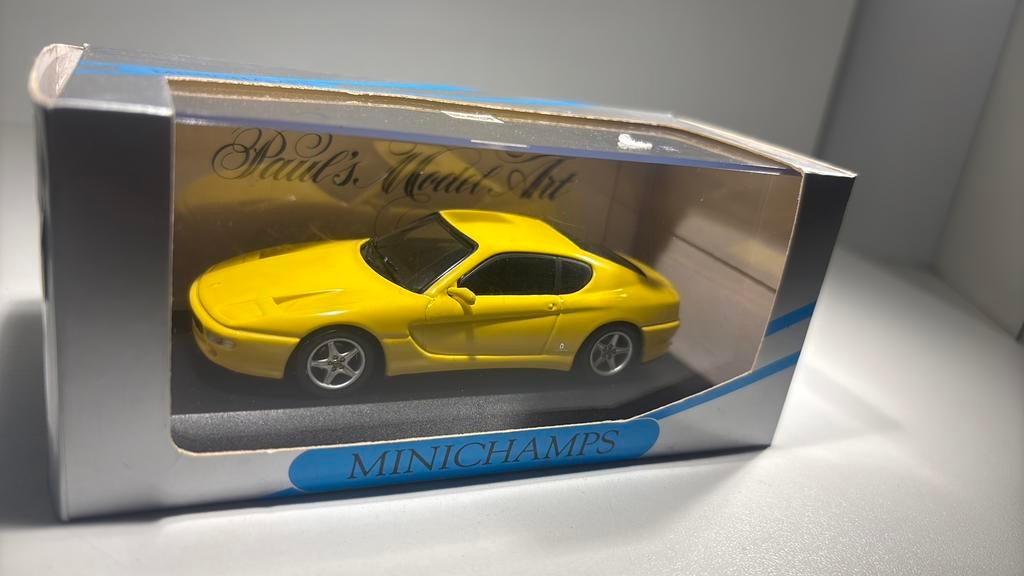Ferrari 456 gt yellow minichamps 1.43, Auto, Ophalen of Verzenden, MiniChamps, A
