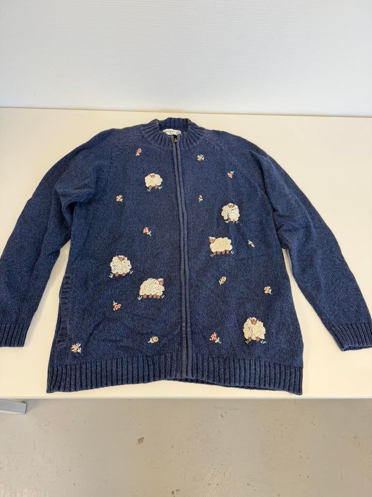 Vintage Dames Vest Wol Schaapjes Gebreid Blauw L trui cotton, Kleding | Dames, Blauw, Maat 42/44 (L), Ophalen of Verzenden, Zo goed als nieuw