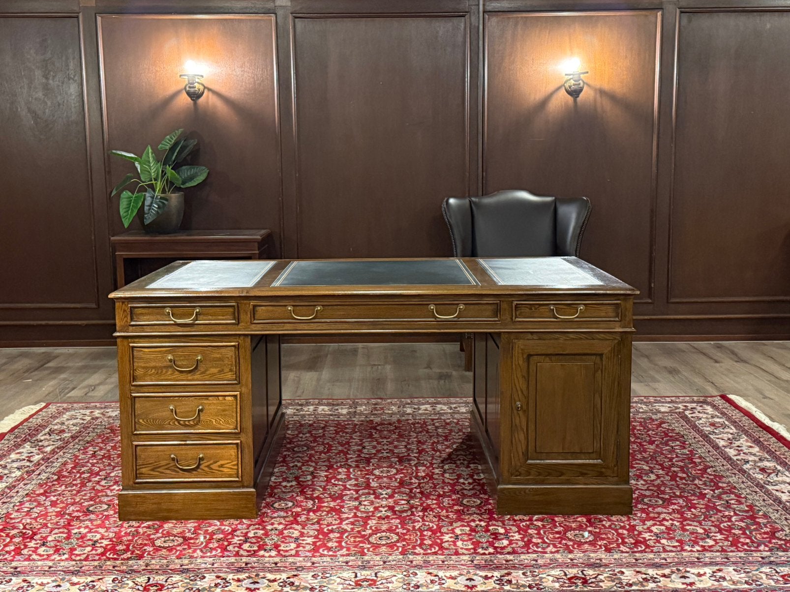 Klassiek Engels bureau (partnerdesk) #683, Overige typen, Hout, 180 cm, Bruin