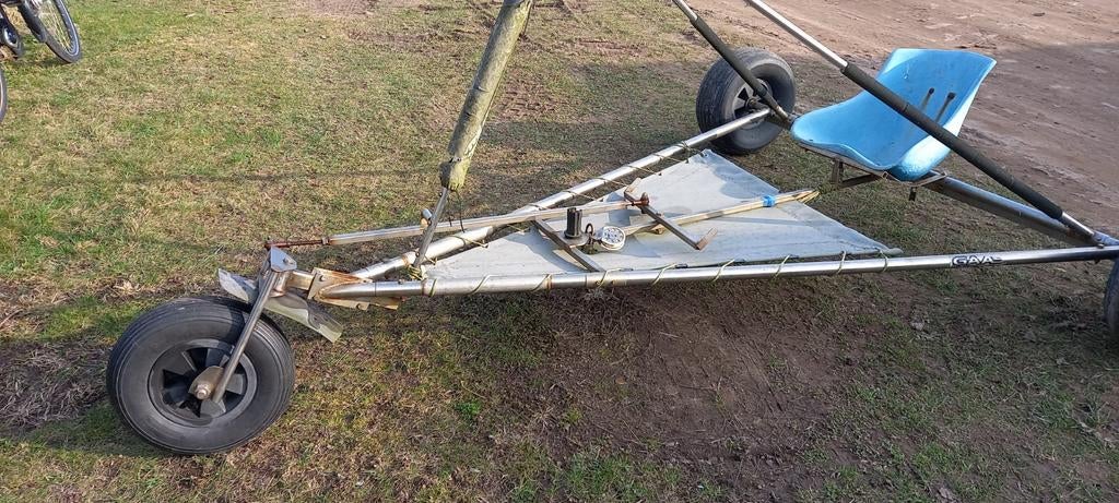 Strandzeil kar, zeilkar, blokart XL, 2 mastvoeten., Watersport en Boten, Ophalen, Gebruikt, Minder dan 15 m²