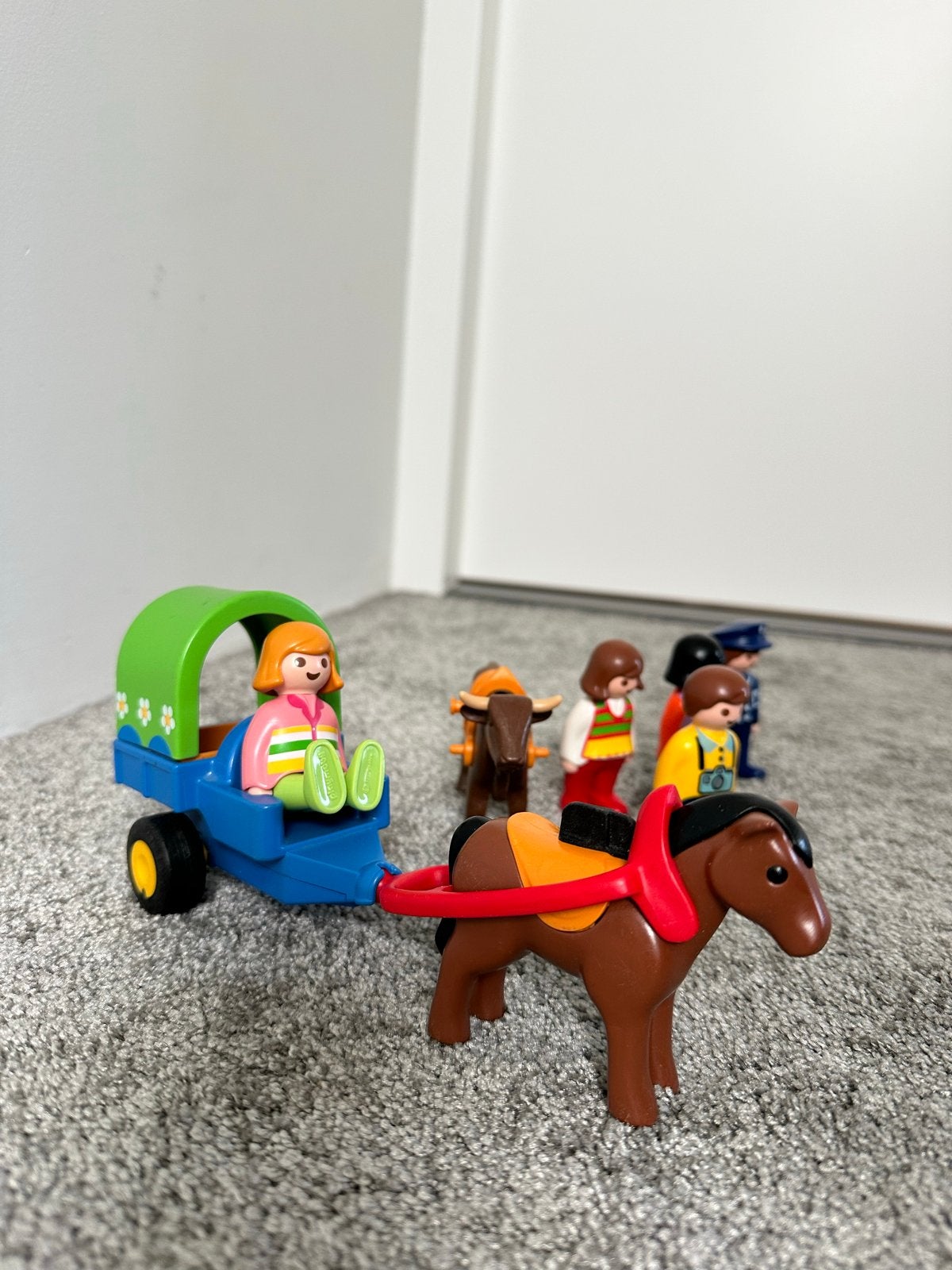 Playmobil 1-2-3 Paard met wagen en figuren, Gebruikt, Complete set, Voertuig, 1.2.3