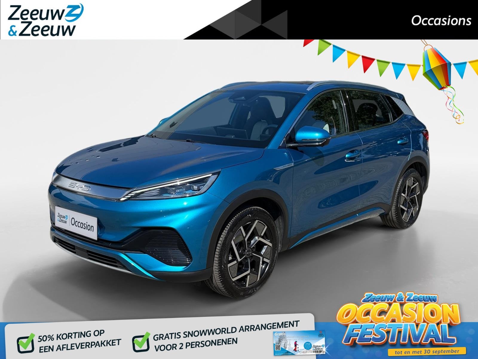 BYD ATTO 3 Design 60 kWh | Navigatie | Carplay | Adapt. Crui, Auto's, Gebruikt, 38 min, Blauw, 1725 kg