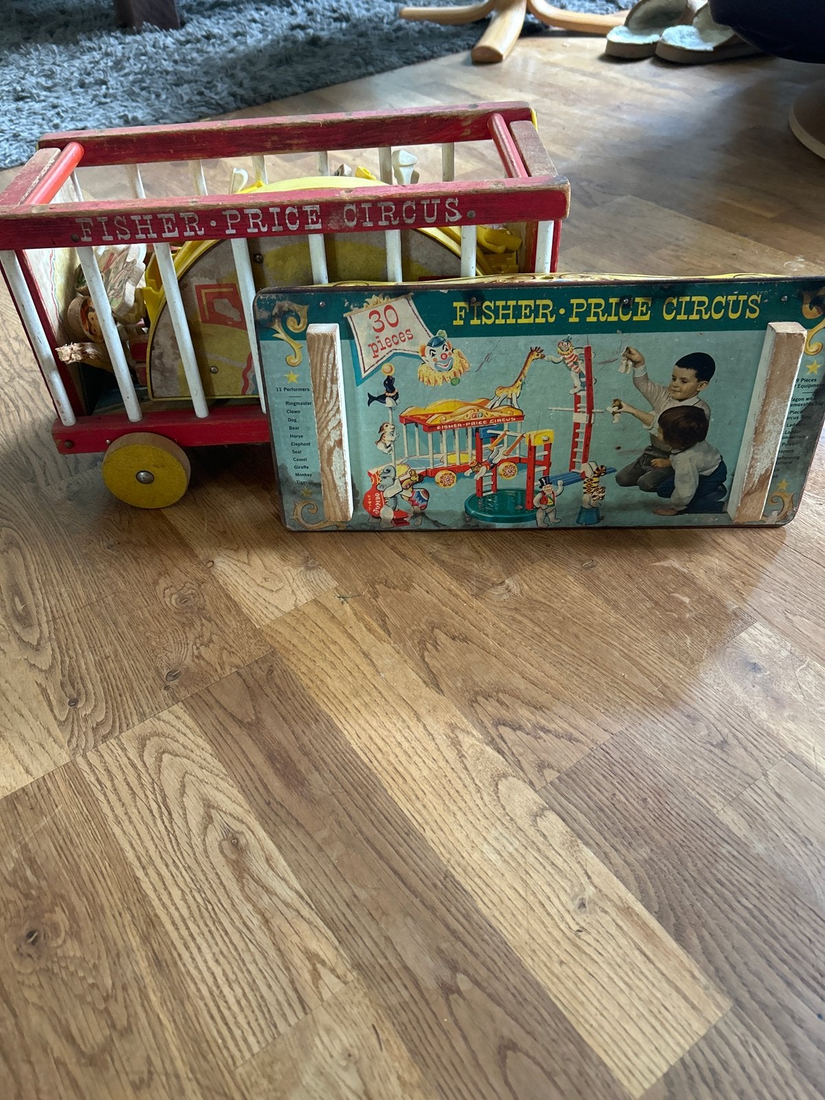 Vintage Fisher-Price Circus Duwkar met 30 Stukken, Antiek en Kunst, Ophalen of Verzenden