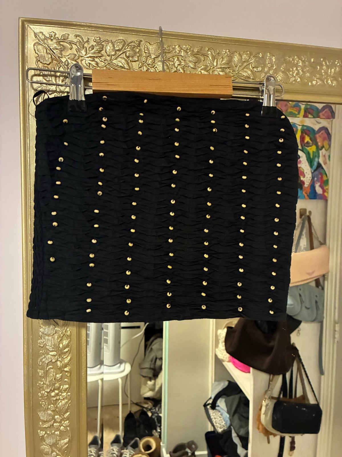 Zwarte tube top met kraaltjes - Zara, Ophalen, Zwart, Zonder mouw, Maat 34 (XS) of kleiner