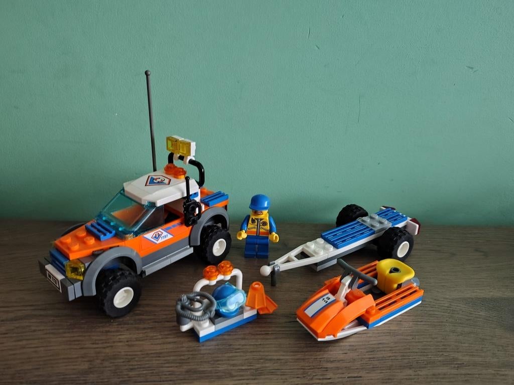 Lego City 7737 reddingsbrigade 4x4 met waterscooter, City, Lego, Ophalen of Verzenden, Zo goed als nieuw