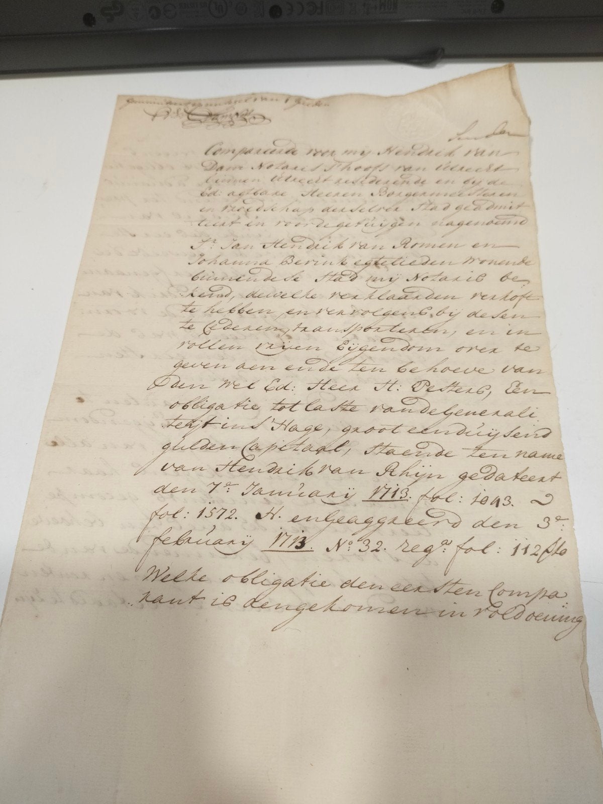 Historisch document: Obligatie 1713-1730, Antiek en Kunst, Verzenden