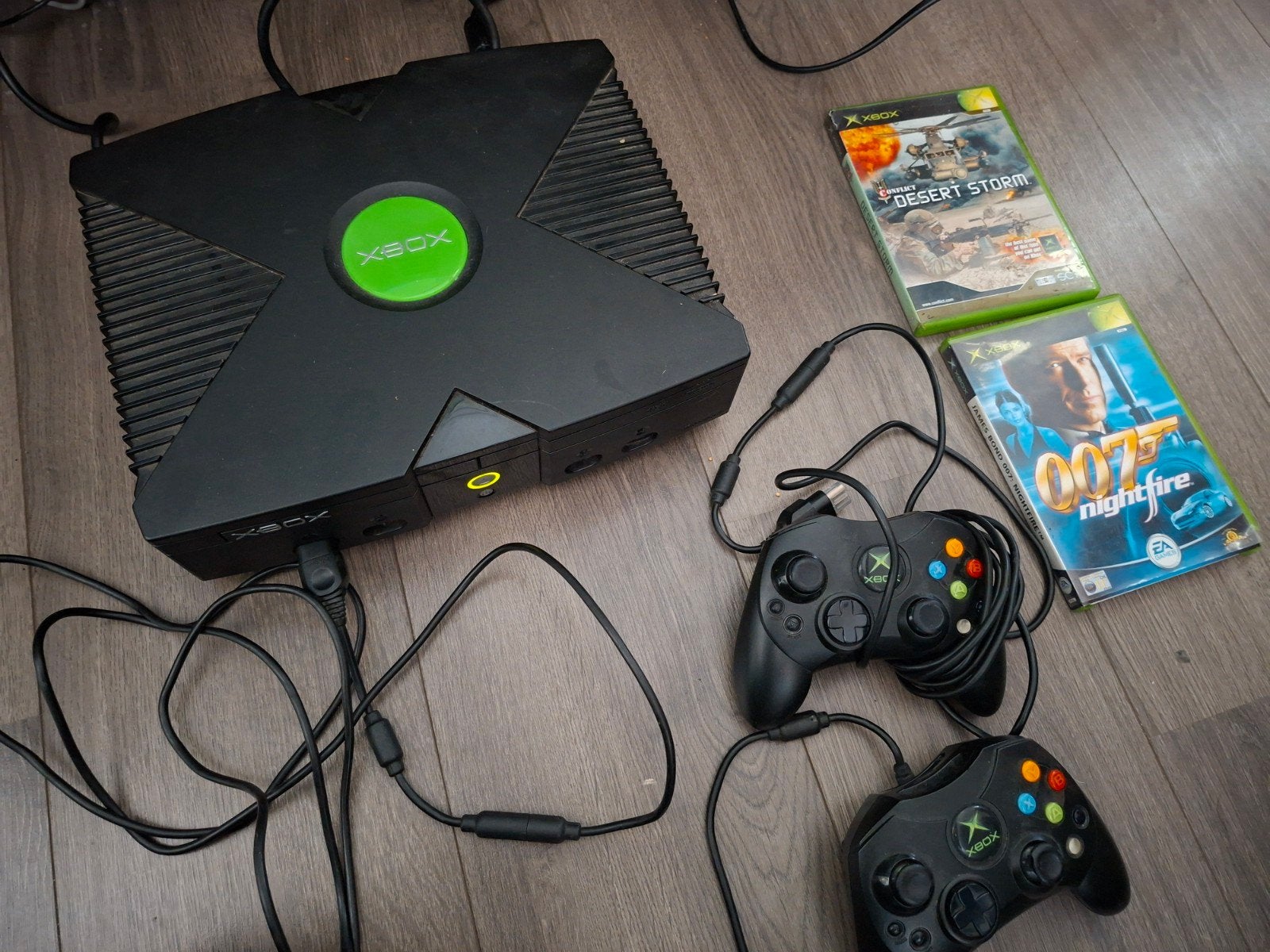 Originele Xbox original met 2 controllers en games, Spelcomputers en Games, Spelcomputers | Xbox Original, Ophalen, Gebruikt, Met 2 controllers