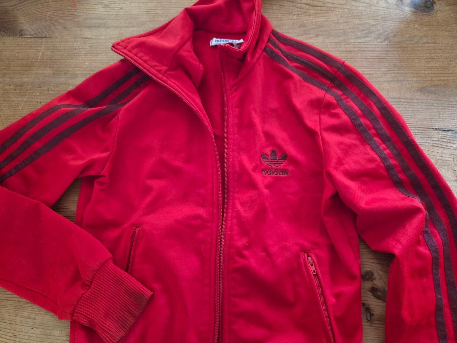 Vintage Adidas trainingsjack rood  36 (S), Adidas, Ophalen of Verzenden, Fitness of Aerobics, Maat 36 (S)
