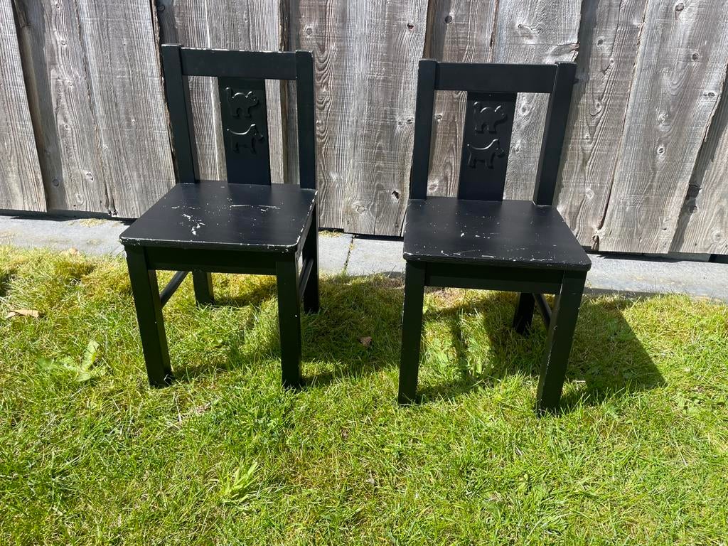 2 stuks IKEA houten kinderstoeltjes, Tuin en Terras, Ophalen, Zo goed als nieuw, Hout