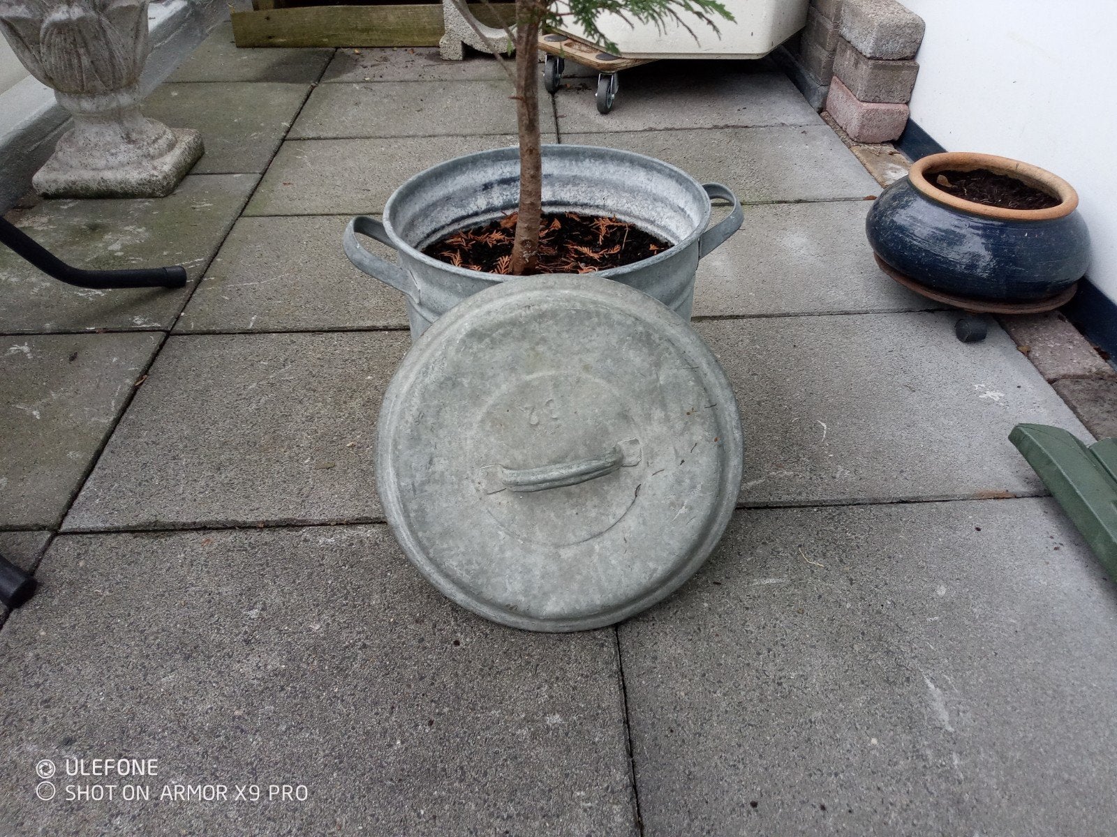 MOOIE zinken emmer met deksel, Gebruikt, Minder dan 30 cm, Rond, Ophalen of Verzenden