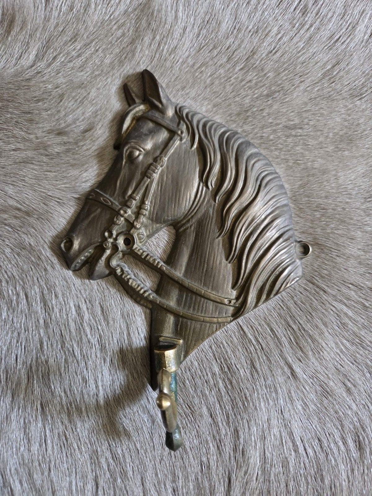 Vintage Messing Wandkapstok / Hoofdstelhaak – Paardenhoofd, Ophalen of Verzenden