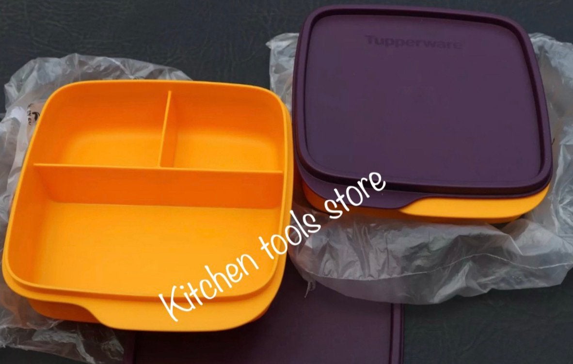 Nieuw Tupperware Vakjeslunchbox Klein 550ml op voorraad, Ophalen of Verzenden, Nieuw, Paars, Bus of Trommel