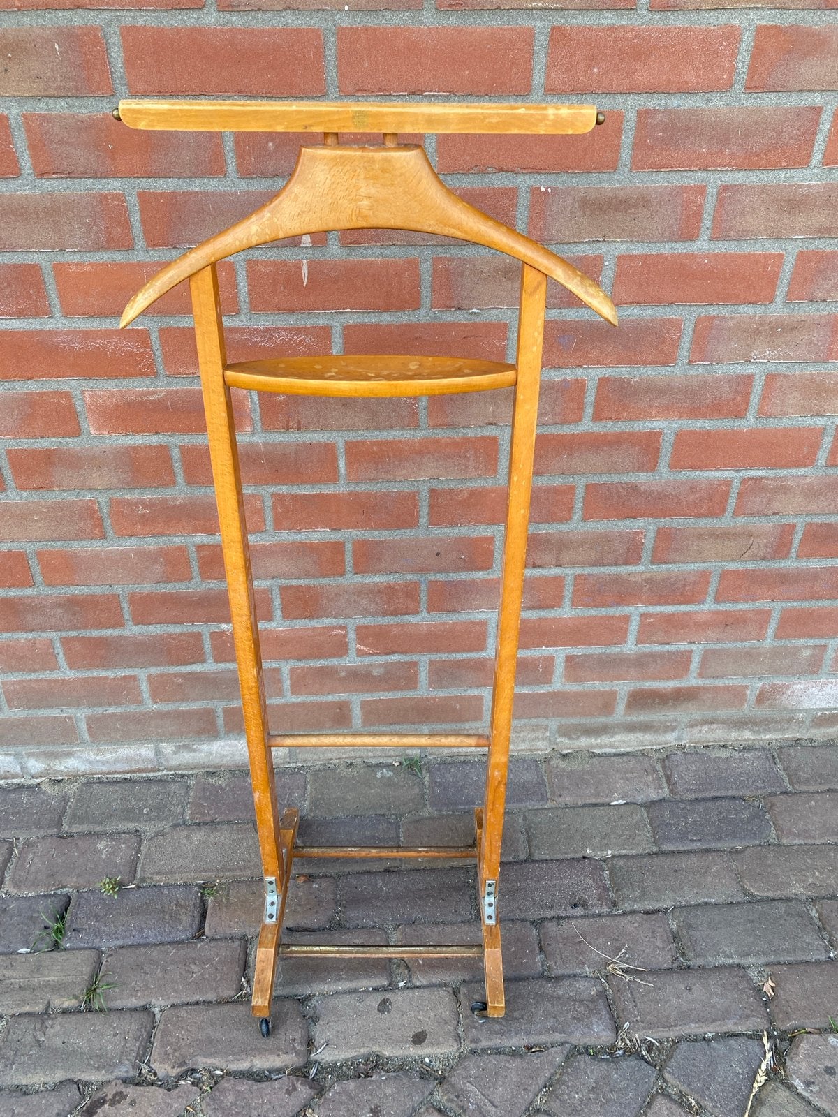Vintage houten kledingrek, Ophalen, Gebruikt, 100 tot 150 cm, Staande kapstok