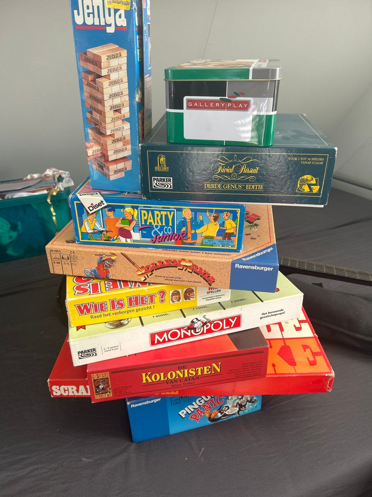 Grote collectie bordspellen: Jenga, Monopoly, Kolonisten en, Een of twee spelers, Ophalen of Verzenden, Gebruikt