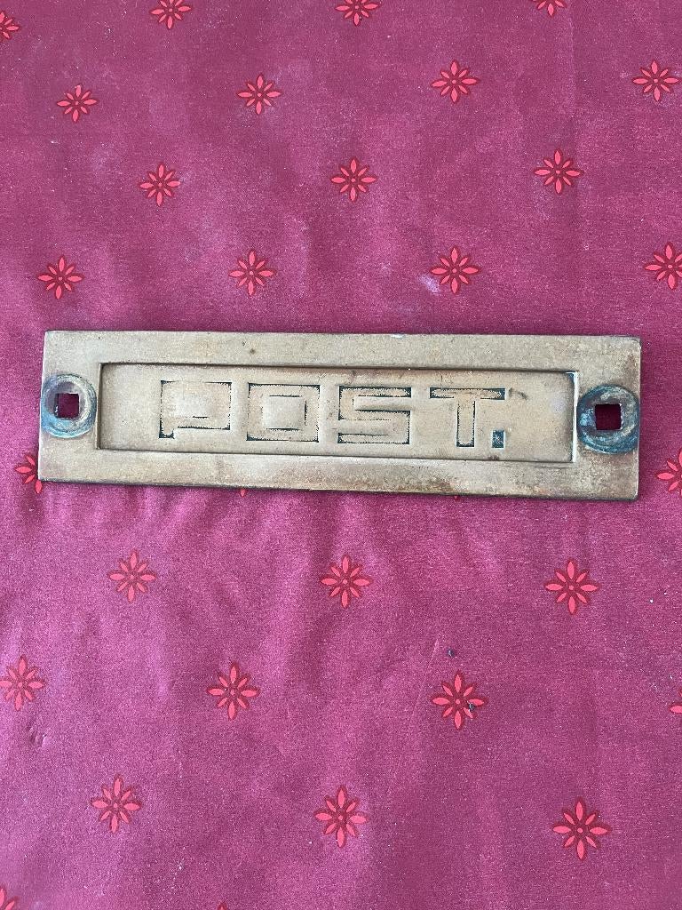 koperen klep voor brievenbus begin 1900, Antiek en Kunst, Ophalen of Verzenden, Koper