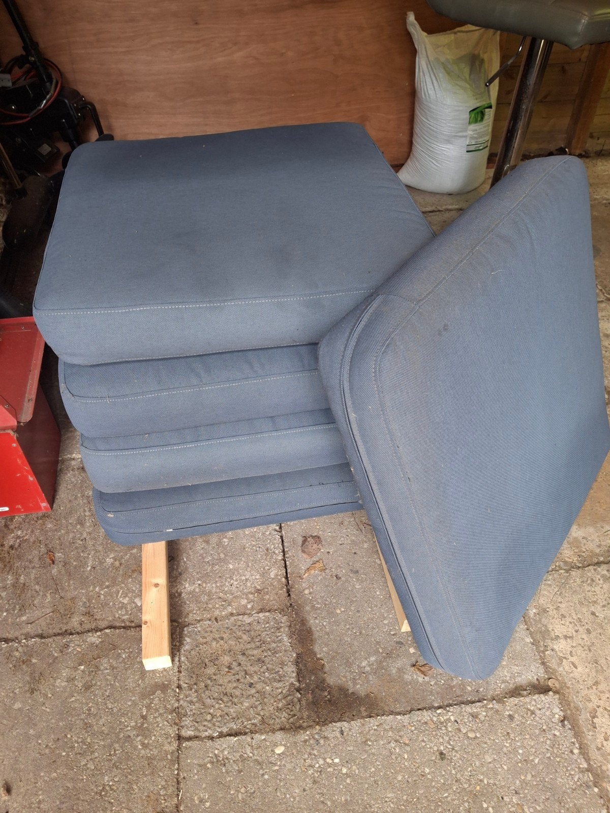 Loungebank kussenset - 6 zitkussens en 6 rugkussens, Ophalen, Gebruikt, Vierkant, Grijs