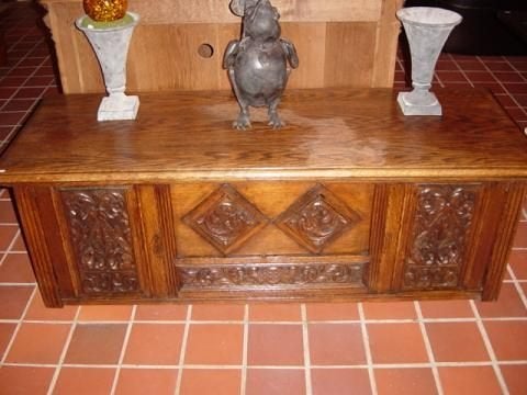 KIST - Franse Antieke eiken massieve kist. * AANBIEDING *, Ophalen
