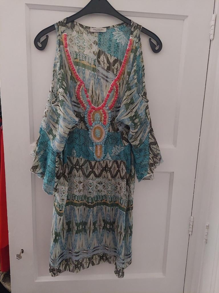 Strand  jurkje  tuniek trois ka ibiza L Xl, Ophalen, Zo goed als nieuw, Maat 42/44 (L)