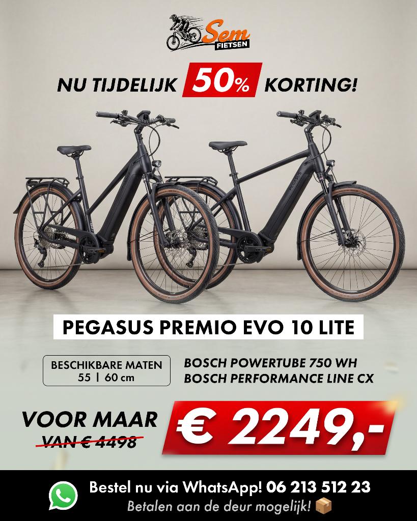 NU TIJDELIJK 50% KORTING! PEGASUS PREMIO EVO 10 LITE!, PEGASUS, Nieuw, Ophalen of Verzenden, 47 tot 51 cm