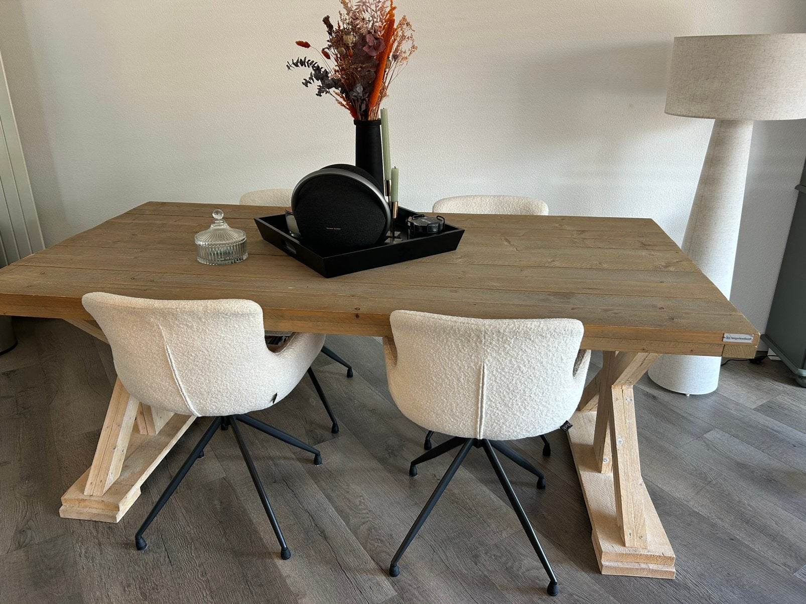 Eettafel van steigerhout 200 cm bij 100 cm, Ophalen, 200 cm of meer, 50 tot 100 cm, Zo goed als nieuw