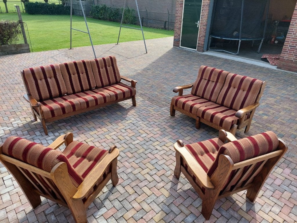 Net bankstel, 3 zits, 2 zits en 2 stoelen, Huis en Inrichting, Ophalen, Hout, 250 tot 300 cm, Gebruikt