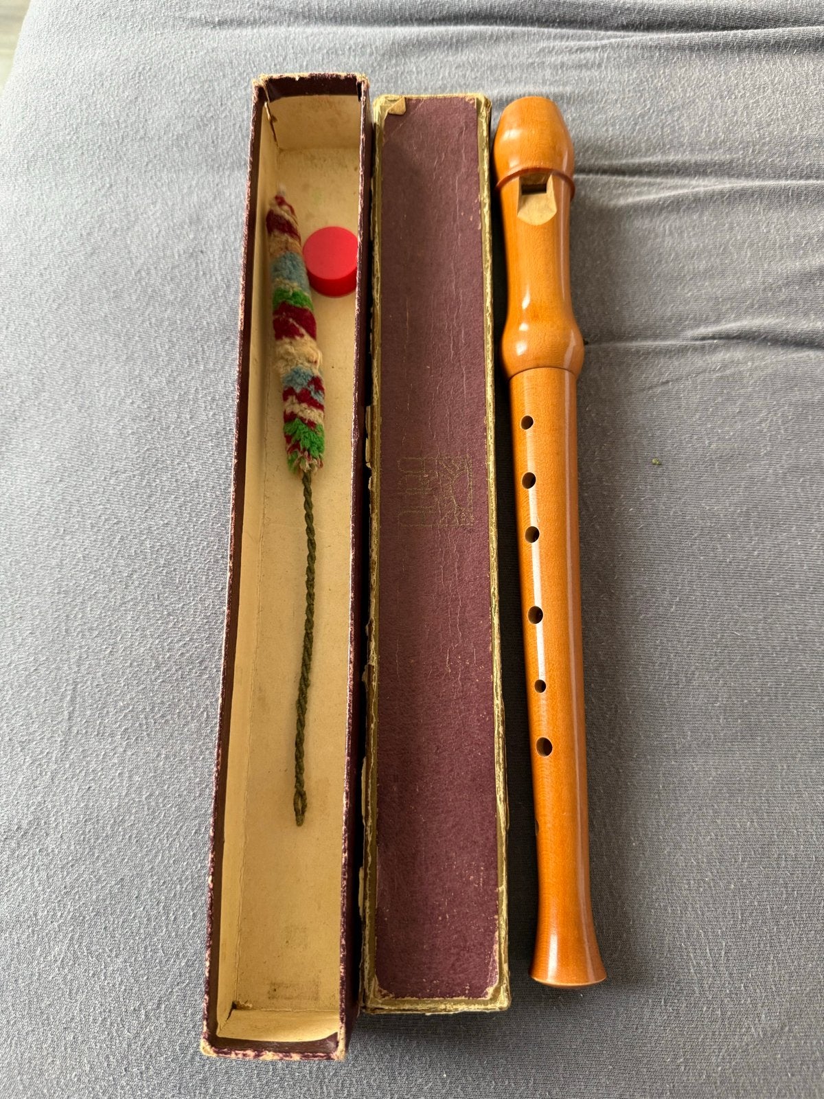 Vintage Aura Blokfluit met Doos en Wisser - Zo goed als nieu, Ophalen of Verzenden, Zo goed als nieuw, Sopraan of Sopranino, Met koffer, hoes of etui