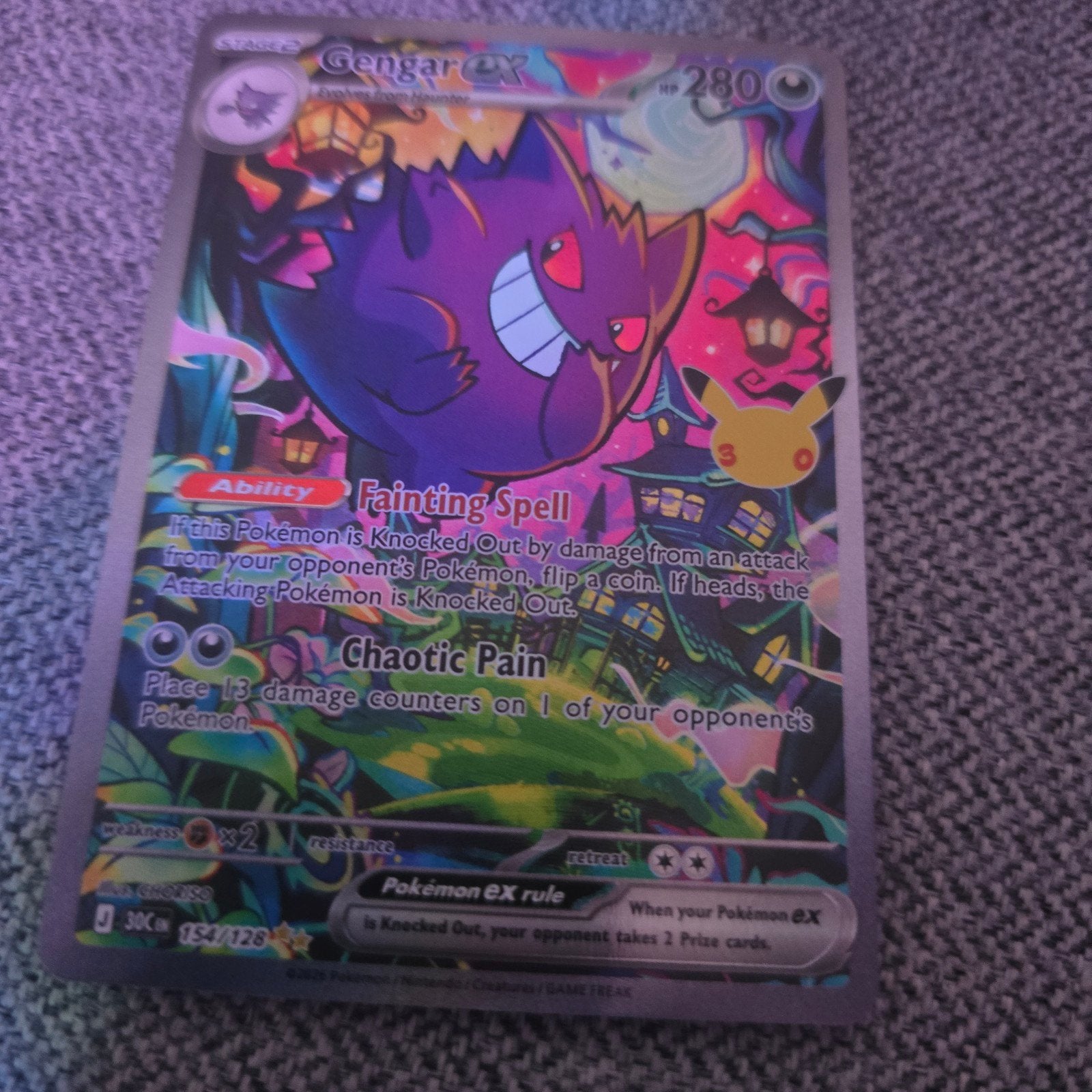 Gengar EX Pokémon kaart 30th celebration - Zo goed als nieuw, Ophalen of Verzenden, Zo goed als nieuw, Losse kaart