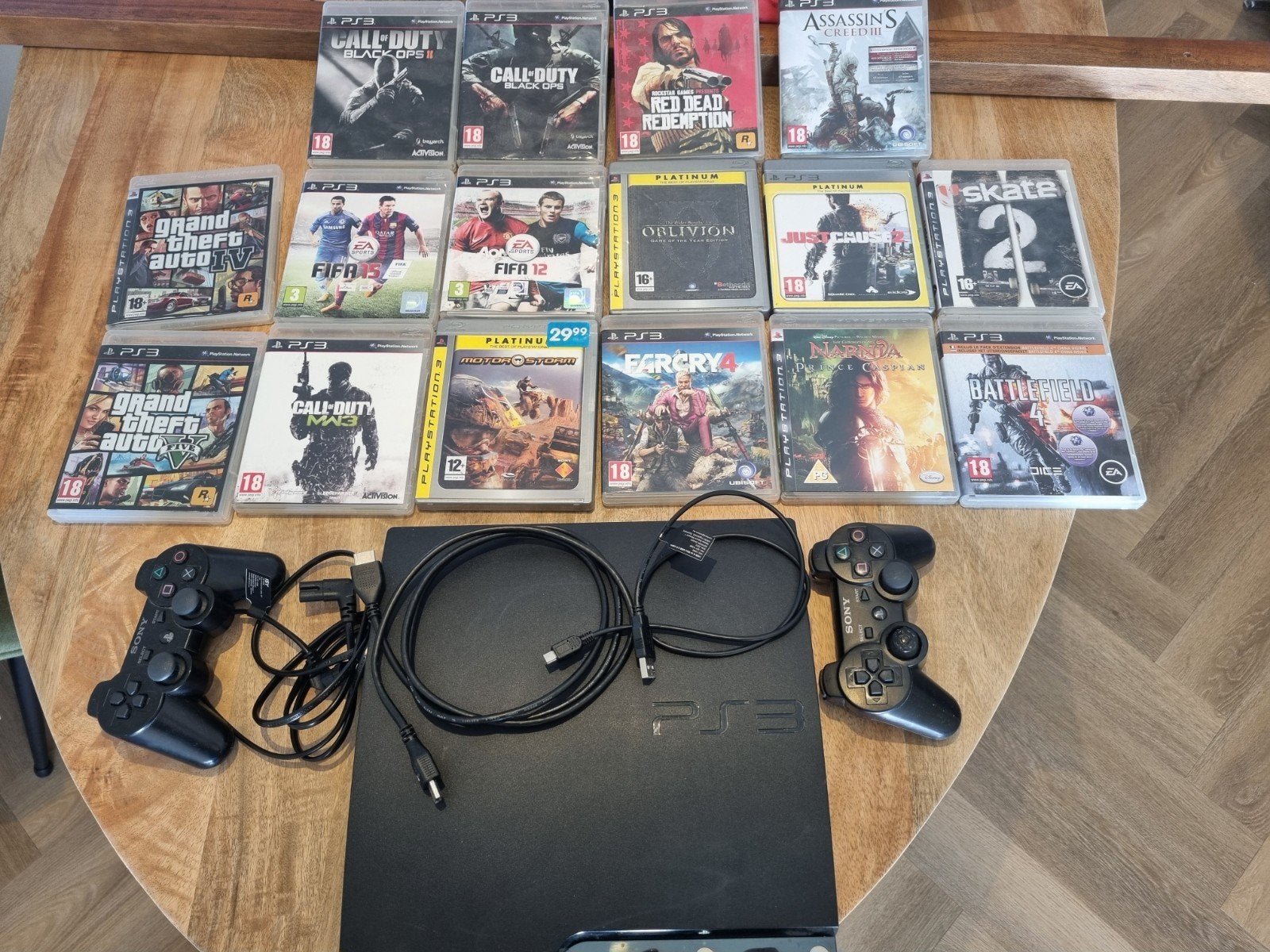PlayStation 3 Slim met 15 games en 2 controllers, Spelcomputers en Games, Ophalen, Met 2 controllers, 250 GB, Slim