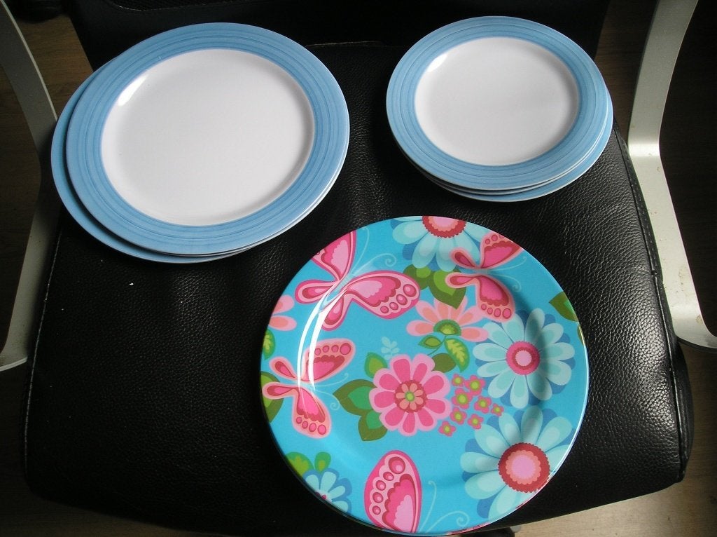 Keuken: 8 kunststof(Melamine) borden, Huis en Inrichting, Keuken | Servies, Overige materialen, Gebruikt, Ophalen of Verzenden