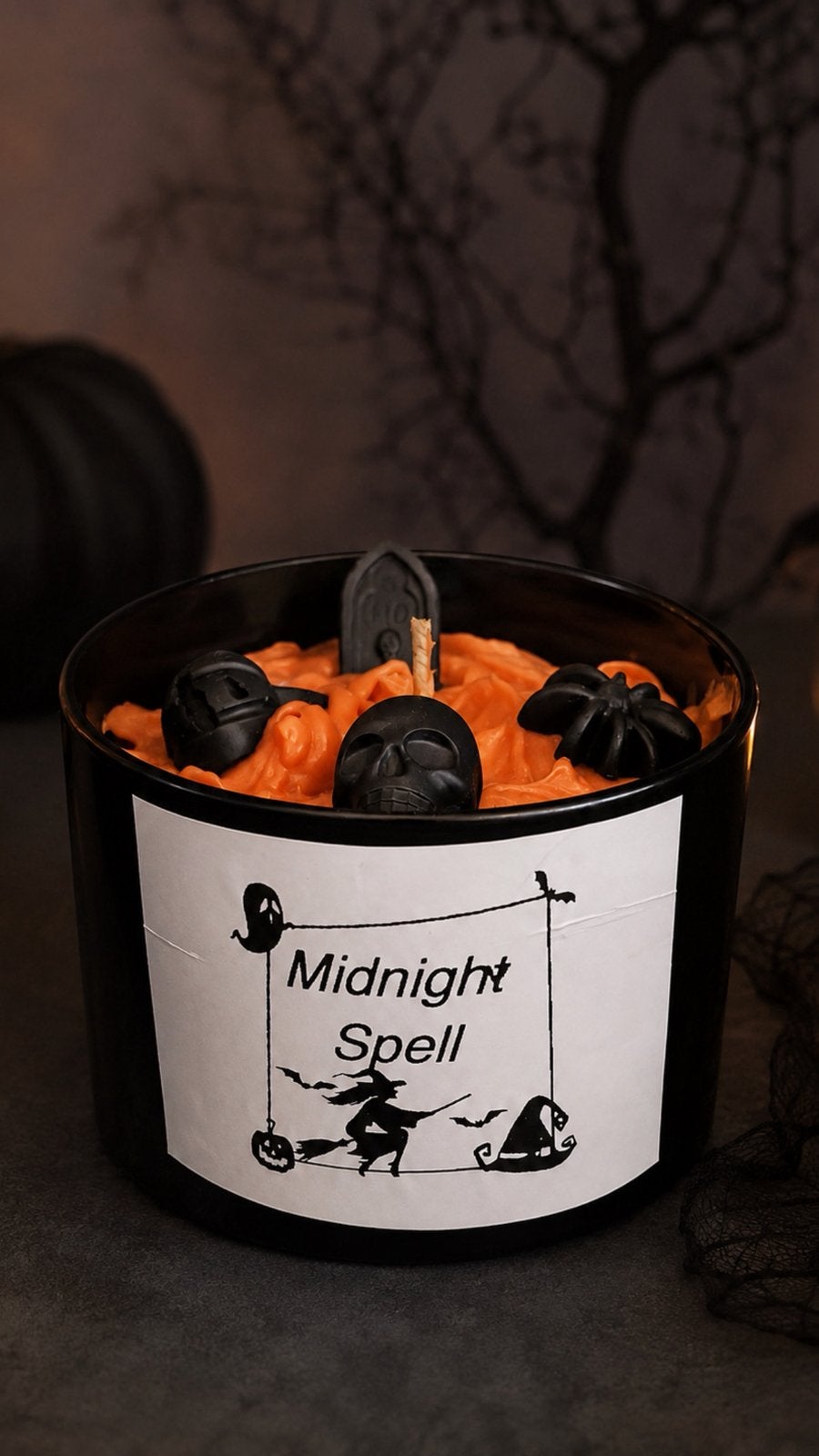 Halloween kaars, Pascallesophiacandles, Nieuw, Oranje, Ophalen of Verzenden