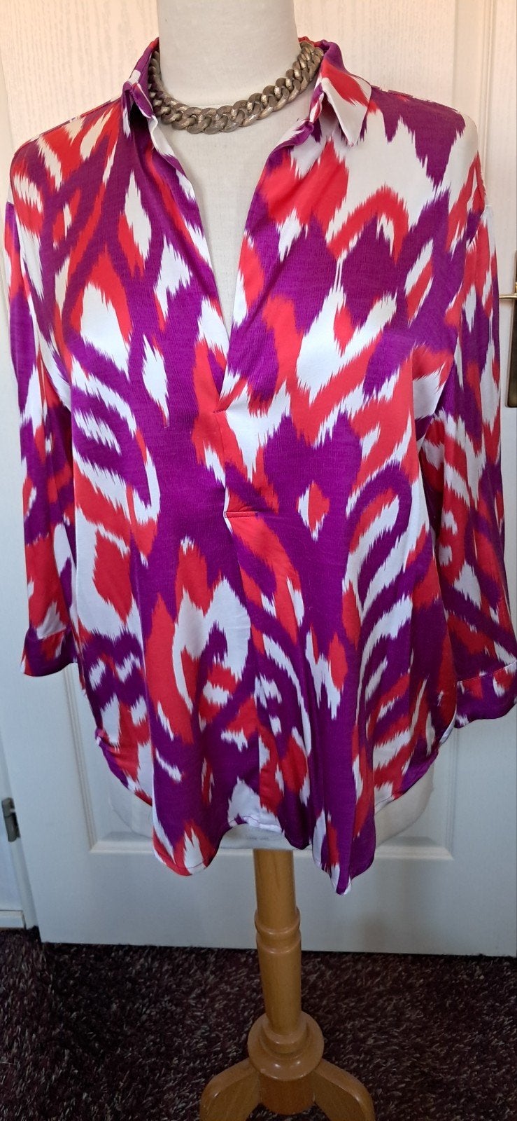 Prachtige Japan TKY blouse - paars, roze, wit - Maat M, Maat 38/40 (M), Paars, Japan TKY, Onbekend