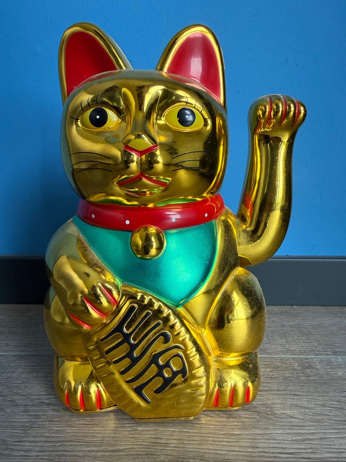 Gouden Maneki Neko Gelukskat - Zwaaiende Kat, Ophalen of Verzenden, Zo goed als nieuw, Dier